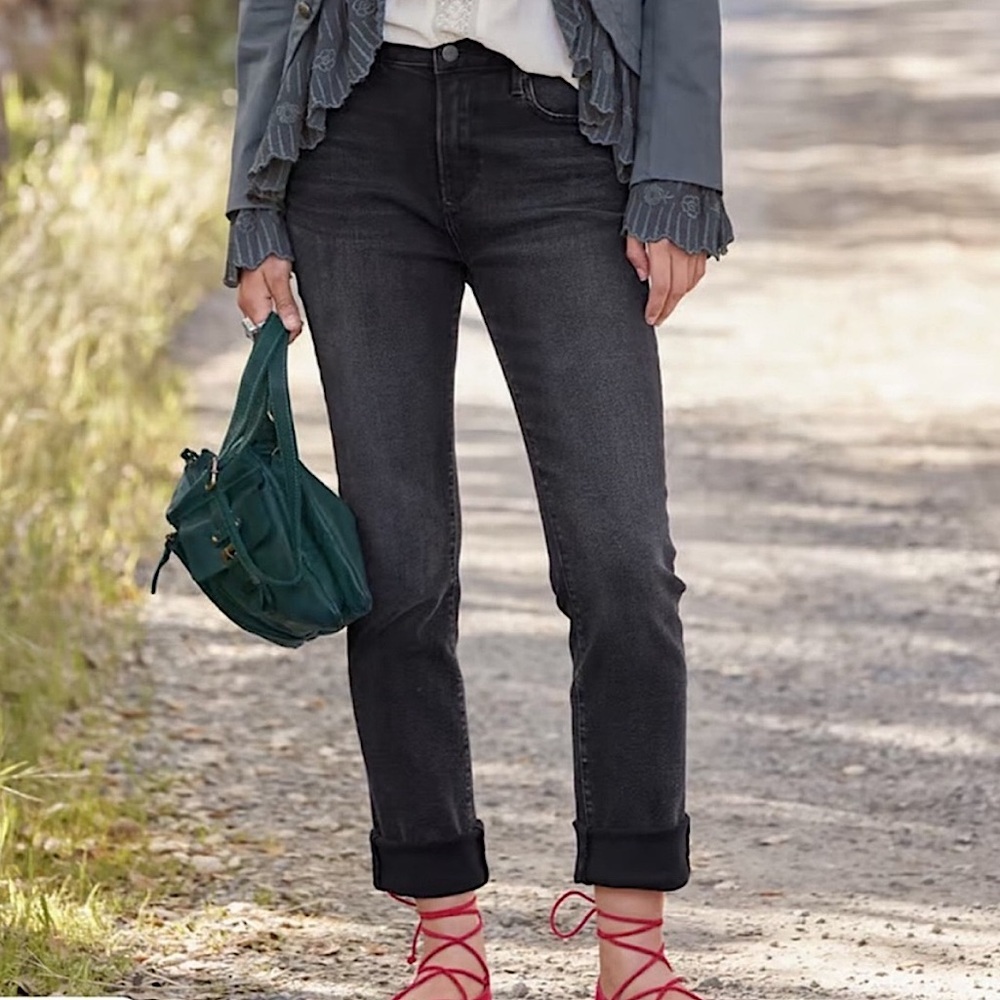 Driftwood Audrey Toujours High Rise Jeans Dark Night Black 32